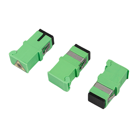 Green SC/APC Simplex Adapter, No Flange, Side-Opening Auto-Shutter