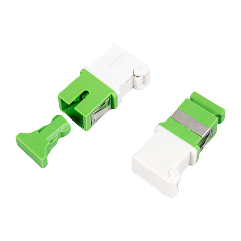 Green & White SC/APC Simplex Adapter, Side-Opening Auto-Shutter