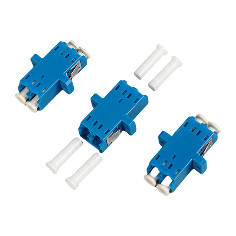 LC/UPC Duplex Fiber Optic Adapter with Flange Deep Blue
