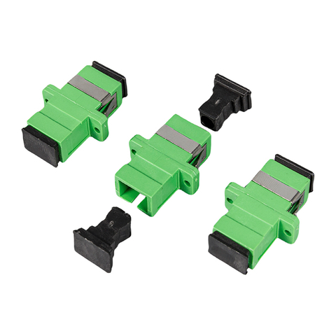 Green SC/APC Simplex Fiber Optic Adapter with Flange