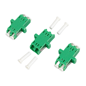 Green LC/APC Duplex Fiber Optic Adapter with Flange
