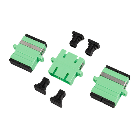 Green SC/APC Duplex Fiber Optic Adapter with Flange